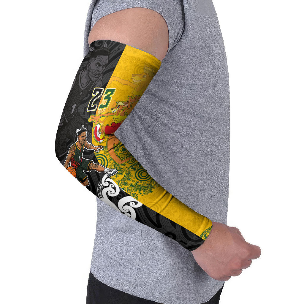 Aotearoa New Zealand And Australia Basketball Custom Arm Sleeves Maori Tribal Tattoo And Aboriginal Dot Art Heritage