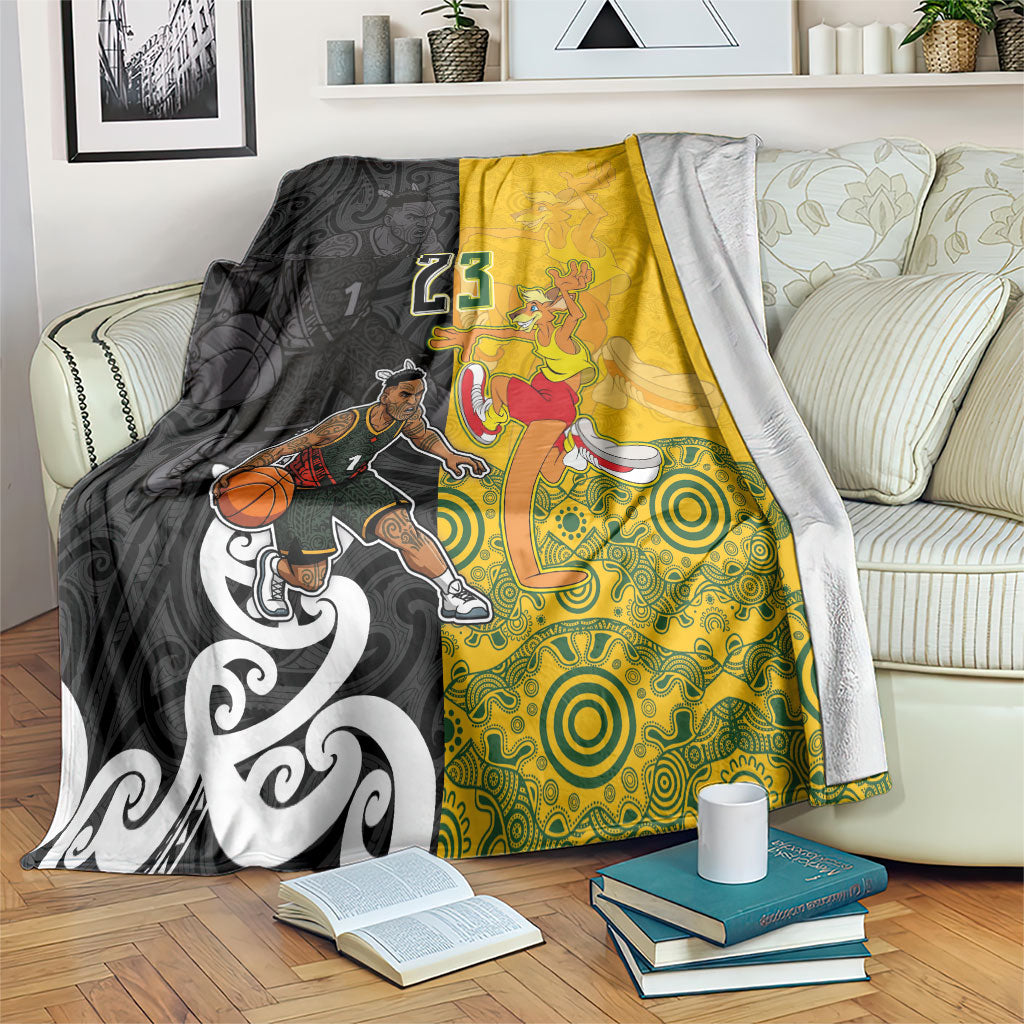Aotearoa New Zealand And Australia Basketball Custom Blanket Maori Tribal Tattoo And Aboriginal Dot Art Heritage