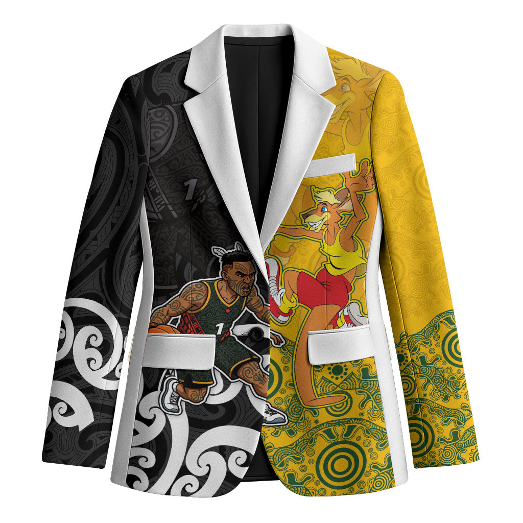 Aotearoa New Zealand And Australia Basketball Custom Blazer Maori Tribal Tattoo And Aboriginal Dot Art Heritage