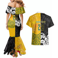 Aotearoa New Zealand And Australia Basketball Custom Couples Matching Mermaid Dress and Hawaiian Shirt Maori Tribal Tattoo And Aboriginal Dot Art Heritage