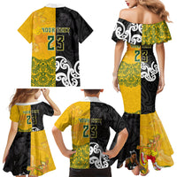 Aotearoa New Zealand And Australia Basketball Custom Family Matching Mermaid Dress and Hawaiian Shirt Maori Tribal Tattoo And Aboriginal Dot Art Heritage