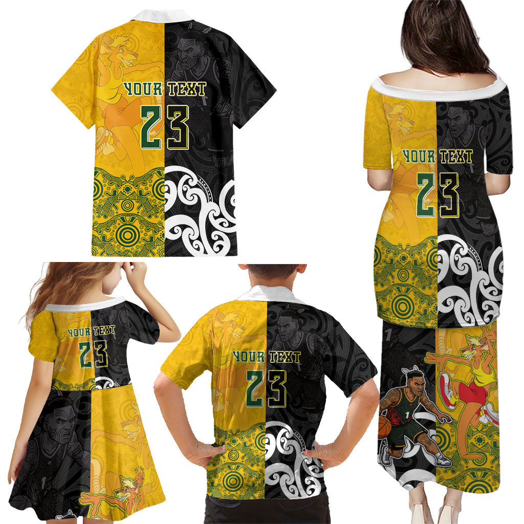 Aotearoa New Zealand And Australia Basketball Custom Family Matching Puletasi and Hawaiian Shirt Maori Tribal Tattoo And Aboriginal Dot Art Heritage LT03 - Polynesian Pride