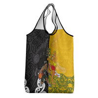 Aotearoa New Zealand And Australia Basketball Custom Grocery Bag Maori Tribal Tattoo And Aboriginal Dot Art Heritage