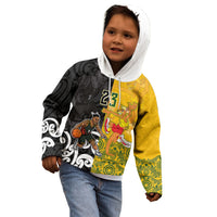 Aotearoa New Zealand And Australia Basketball Custom Kid Hoodie Maori Tribal Tattoo And Aboriginal Dot Art Heritage
