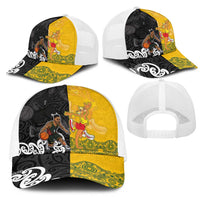 Aotearoa New Zealand And Australia Basketball Mesh Trucker Cap Maori Tribal Tattoo And Aboriginal Dot Art Heritage