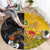 Aotearoa New Zealand And Australia Basketball Custom Round Carpet Maori Tribal Tattoo And Aboriginal Dot Art Heritage