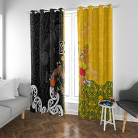 Aotearoa New Zealand And Australia Basketball Custom Window Curtain Maori Tribal Tattoo And Aboriginal Dot Art Heritage