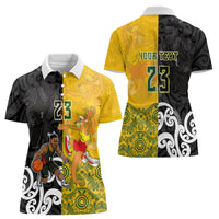 Aotearoa New Zealand And Australia Basketball Custom Women Polo Shirt Maori Tribal Tattoo And Aboriginal Dot Art Heritage