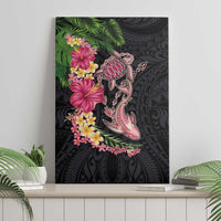 Hawaiian Tropical Plants Turtle and Shark Canvas Wall Art Polynesian Art Tattoo