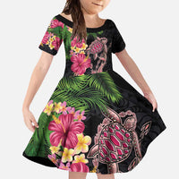 Hawaiian Tropical Plants Turtle and Shark Family Matching Long Sleeve Bodycon Dress and Hawaiian Shirt Polynesian Art Tattoo