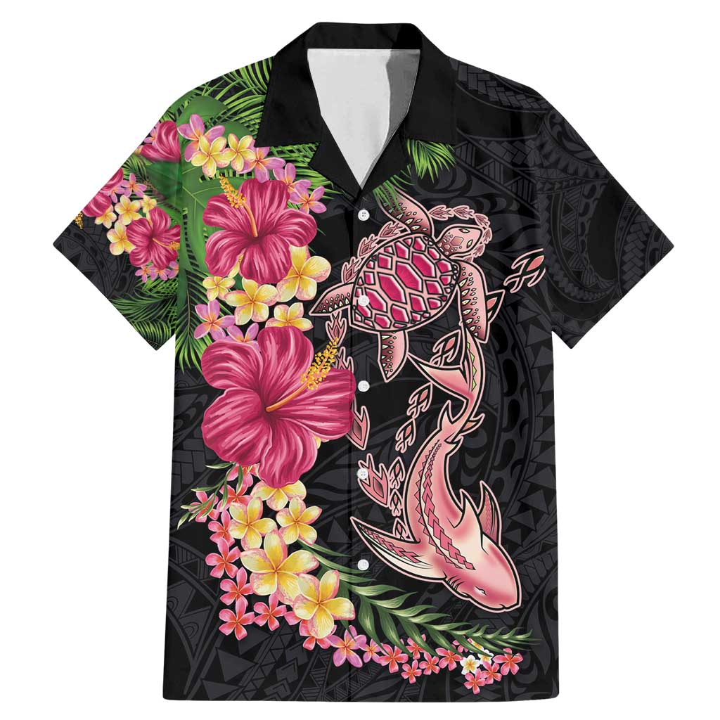 Hawaiian Tropical Plants Turtle and Shark Family Matching Mermaid Dress and Hawaiian Shirt Polynesian Art Tattoo