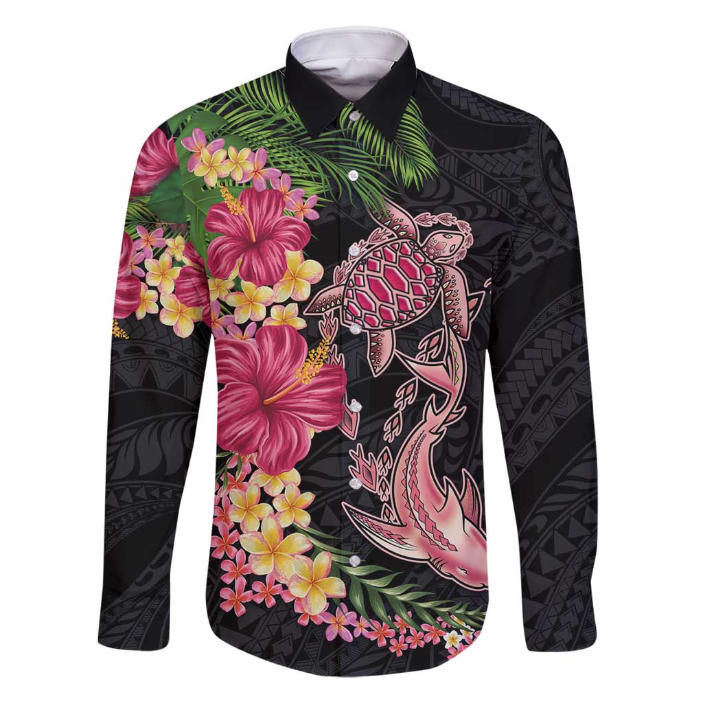 Hawaiian Tropical Plants Turtle and Shark Family Matching Mermaid Dress and Hawaiian Shirt Polynesian Art Tattoo