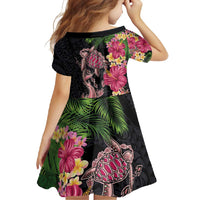 Hawaiian Tropical Plants Turtle and Shark Family Matching Summer Maxi Dress and Hawaiian Shirt Polynesian Art Tattoo