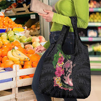 Hawaiian Tropical Plants Turtle and Shark Grocery Bag Polynesian Art Tattoo