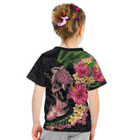 Hawaiian Tropical Plants Turtle and Shark Kid T Shirt Polynesian Art Tattoo LT03 - Polynesian Pride