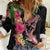 Hawaiian Tropical Plants Turtle and Shark Women Casual Shirt Polynesian Art Tattoo