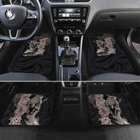 Hawaiian Tropical Plants Turtle and Shark Car Mats Polynesian Art Tattoo Grayscale Color