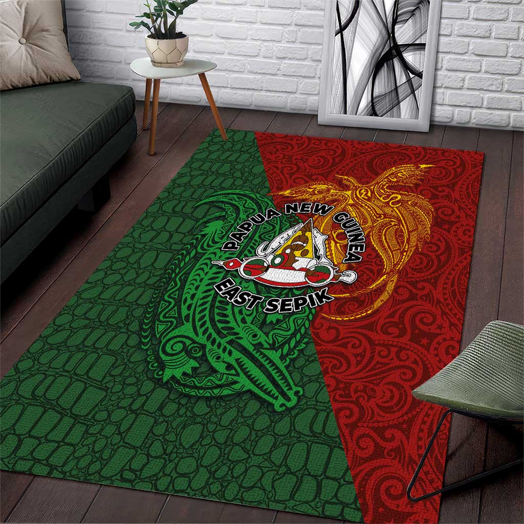 Papua New Guinea East Sepik Province Area Rug Tribal Crocodile Birds of Paradise Melanesian Tattoo