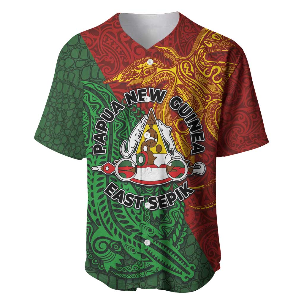Papua New Guinea East Sepik Province Baseball Jersey Tribal Crocodile Birds of Paradise Melanesian Tattoo