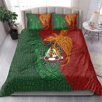 Papua New Guinea East Sepik Province Bedding Set Tribal Crocodile Birds of Paradise Melanesian Tattoo