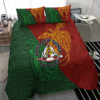 Papua New Guinea East Sepik Province Bedding Set Tribal Crocodile Birds of Paradise Melanesian Tattoo
