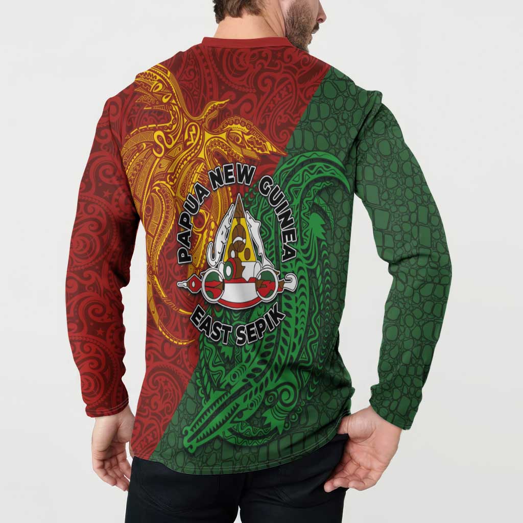 Papua New Guinea East Sepik Province Button Sweatshirt Tribal Crocodile Birds of Paradise Melanesian Tattoo