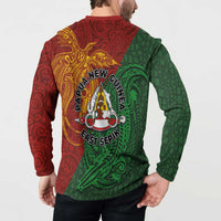 Papua New Guinea East Sepik Province Button Sweatshirt Tribal Crocodile Birds of Paradise Melanesian Tattoo