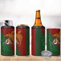 Papua New Guinea East Sepik Province 4 in 1 Can Cooler Tumbler Tribal Crocodile Birds of Paradise Melanesian Tattoo