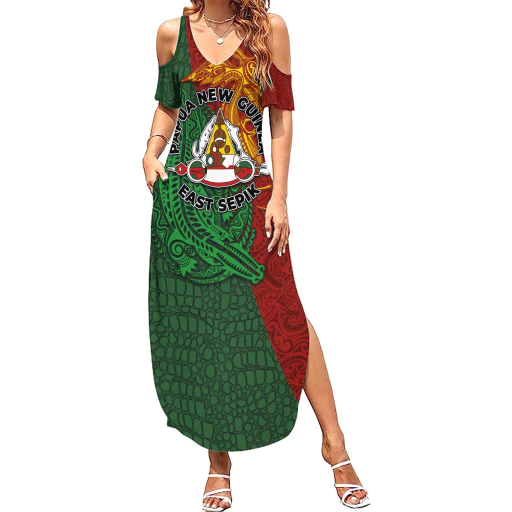 Papua New Guinea East Sepik Province Family Matching Summer Maxi Dress and Hawaiian Shirt Tribal Crocodile Birds of Paradise Melanesian Tattoo