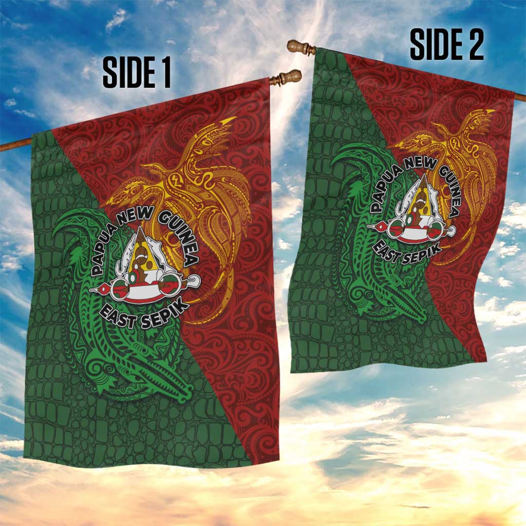 Papua New Guinea East Sepik Province Garden Flag Tribal Crocodile Birds of Paradise Melanesian Tattoo
