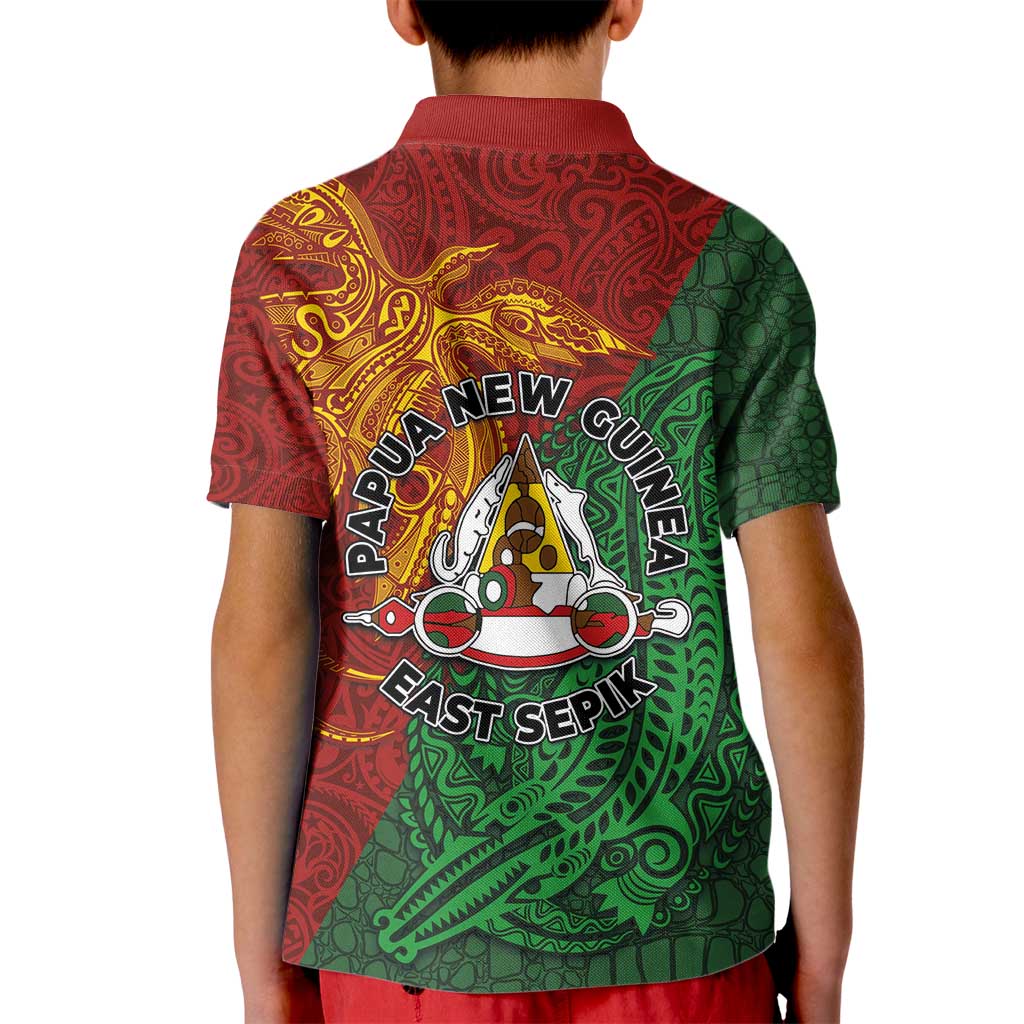 Papua New Guinea East Sepik Province Kid Polo Shirt Tribal Crocodile Birds of Paradise Melanesian Tattoo