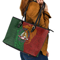 Papua New Guinea East Sepik Province Leather Tote Bag Tribal Crocodile Birds of Paradise Melanesian Tattoo