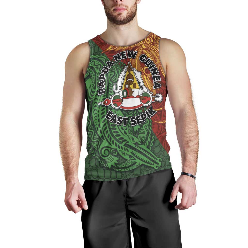 Papua New Guinea East Sepik Province Men Tank Top Tribal Crocodile Birds of Paradise Melanesian Tattoo