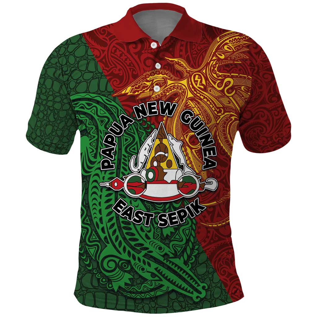 Papua New Guinea East Sepik Province Polo Shirt Tribal Crocodile Birds of Paradise Melanesian Tattoo