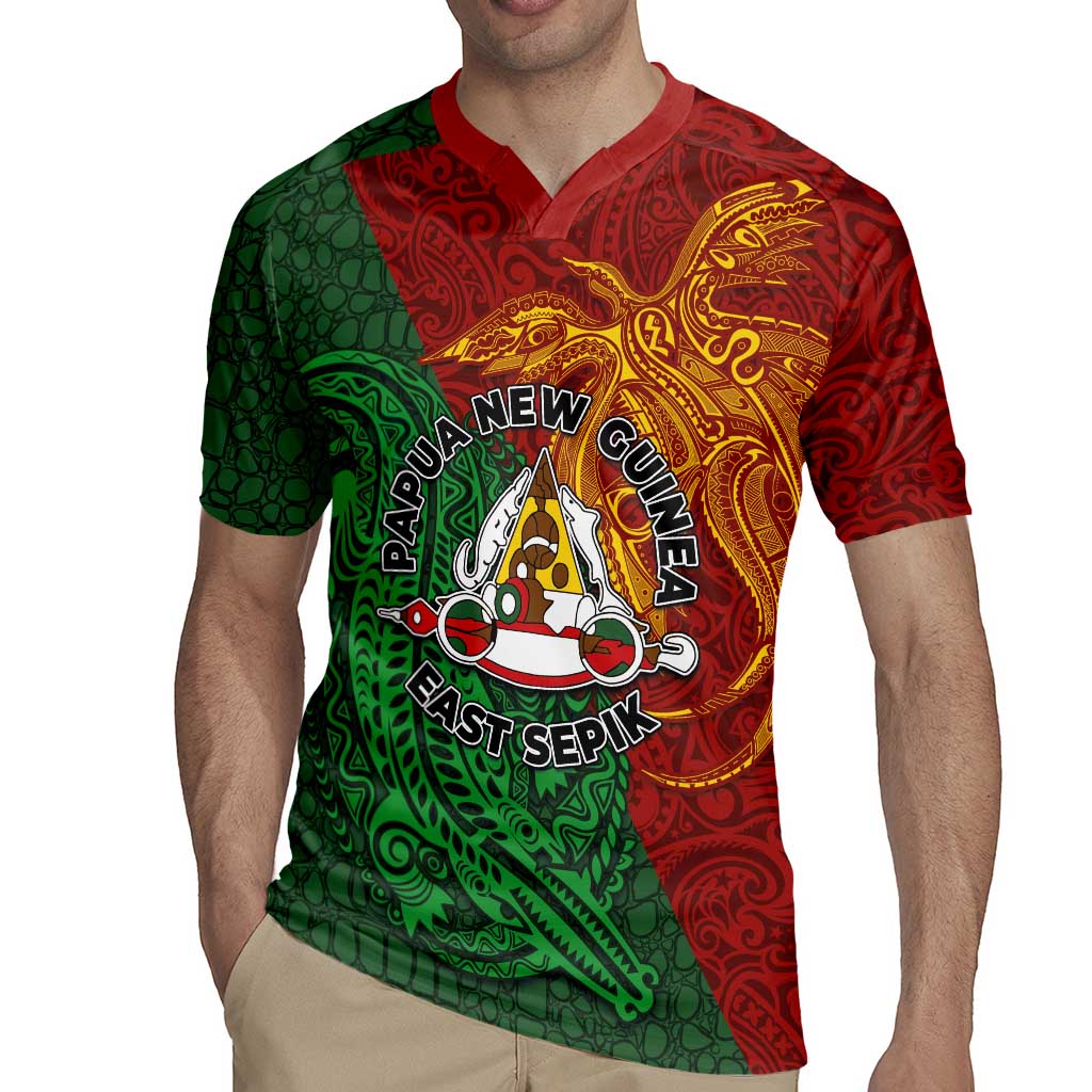 Papua New Guinea East Sepik Province Rugby Jersey Tribal Crocodile Birds of Paradise Melanesian Tattoo