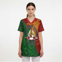 Papua New Guinea East Sepik Province Scrub Top Tribal Crocodile Birds of Paradise Melanesian Tattoo - Polynesian Pride