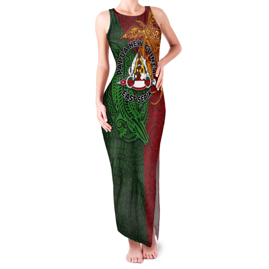 Papua New Guinea East Sepik Province Tank Maxi Dress Tribal Crocodile Birds of Paradise Melanesian Tattoo