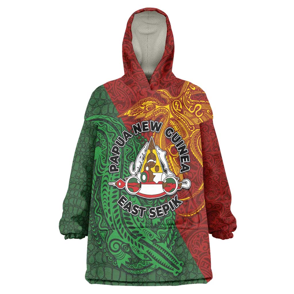 Papua New Guinea East Sepik Province Wearable Blanket Hoodie Tribal Crocodile Birds of Paradise Melanesian Tattoo