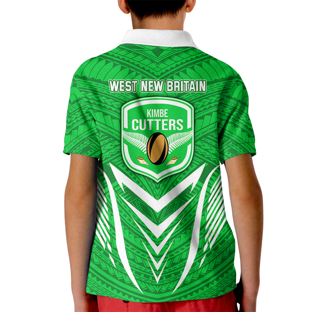 Kimbe Cutters Rugby Kid Polo Shirt Papua New Guinea Polynesian Tattoo Green Version LT03 - Polynesian Pride