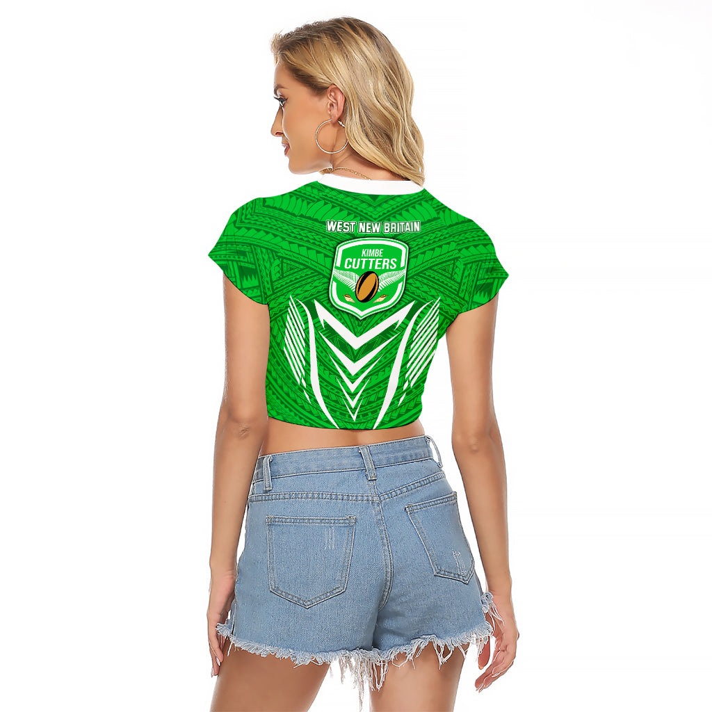 Kimbe Cutters Rugby Raglan Cropped T Shirt Papua New Guinea Polynesian Tattoo Green Version LT03 - Polynesian Pride