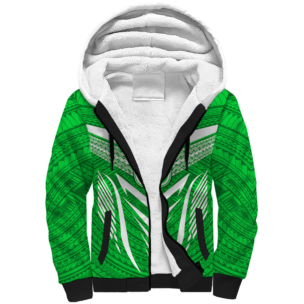 Kimbe Cutters Rugby Sherpa Hoodie Papua New Guinea Polynesian Tattoo Green Version LT03 Unisex Green - Polynesian Pride