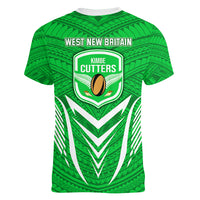 Kimbe Cutters Rugby Women V Neck T Shirt Papua New Guinea Polynesian Tattoo Green Version LT03 - Polynesian Pride