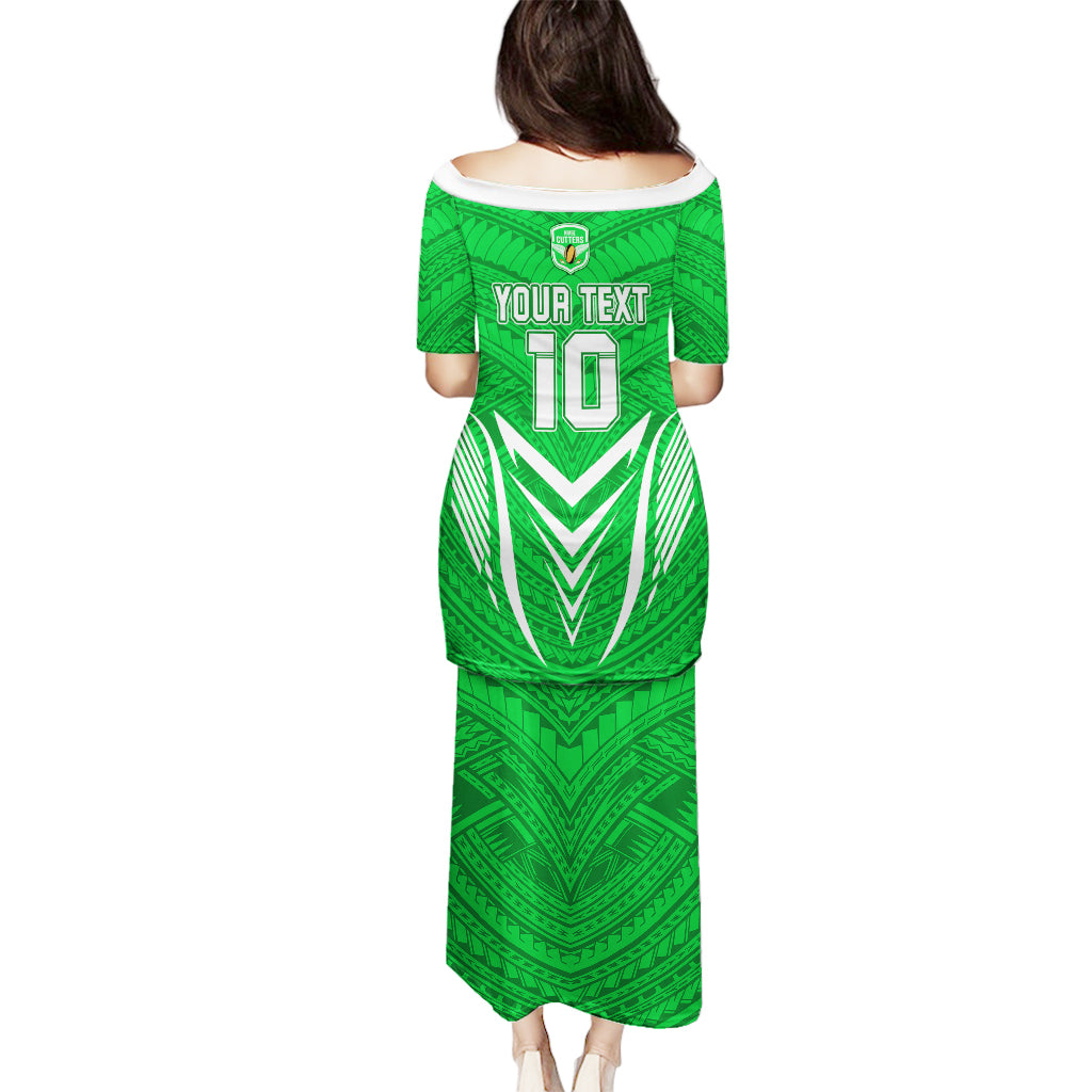 Custom Kimbe Cutters Rugby Puletasi Papua New Guinea Polynesian Tattoo Green Version LT03 - Polynesian Pride