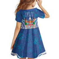 Fiji Day Family Matching Off Shoulder Short Dress and Hawaiian Shirt Fijian Masi Tribal Hibiscus Tattoo and Tapa Pattern