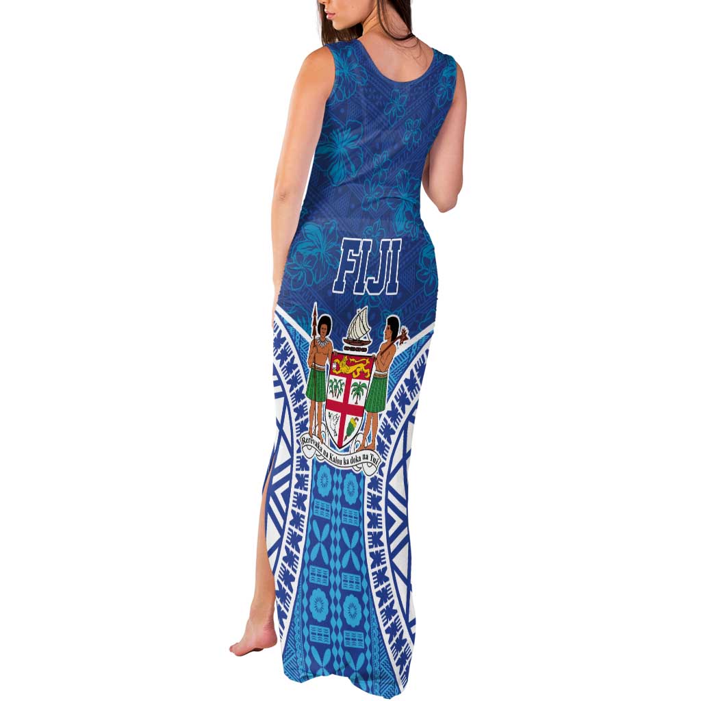 Fiji Day Tank Maxi Dress Fijian Masi Tribal Hibiscus Tattoo and Tapa Pattern