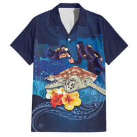 Polynesian Scuba Diving Family Matching Tank Maxi Dress and Hawaiian Shirt Honu with Hibiscus and Plumeria Flower and Tapa Tribal Pattern
