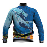 Polynesian Scuba Diving Baseball Jacket Beauty Corals with Underwater and Polynesian Pattern
