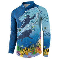 Polynesian Scuba Diving Button Sweatshirt Beauty Corals with Underwater and Polynesian Pattern