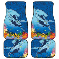 Polynesian Scuba Diving Car Mats Beauty Corals with Underwater and Polynesian Pattern