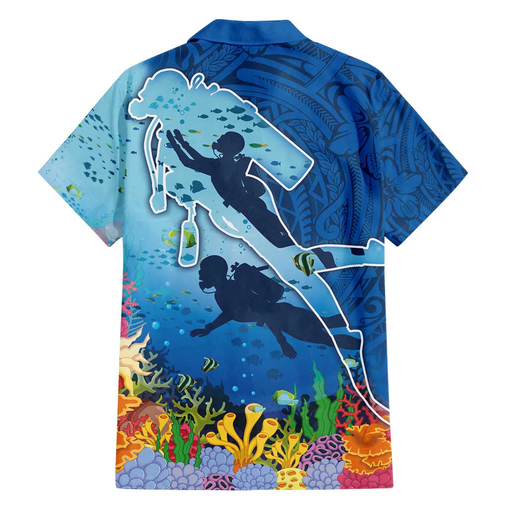 Polynesian Scuba Diving Family Matching Tank Maxi Dress and Hawaiian Shirt Beauty Corals with Underwater and Polynesian Pattern